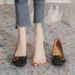 Women's Flat For Commuting, 2025 Spring French Retro Square-toed Shallow Buckle Loafers, Soft Leather Granny Shoes_vogvips.com