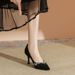 7333C-132 Small V-Neck Suede Rhinestone Stiletto Heels Women's Elegant Single Shoes Shallow Mouth Professional Commuter_vogvips.com