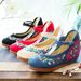 High Heels, Single Ethnic Embroidered Cloth Spring And Autumn Style Slope Heel Shoes, One Button Women's Shoes_vogvips.com
