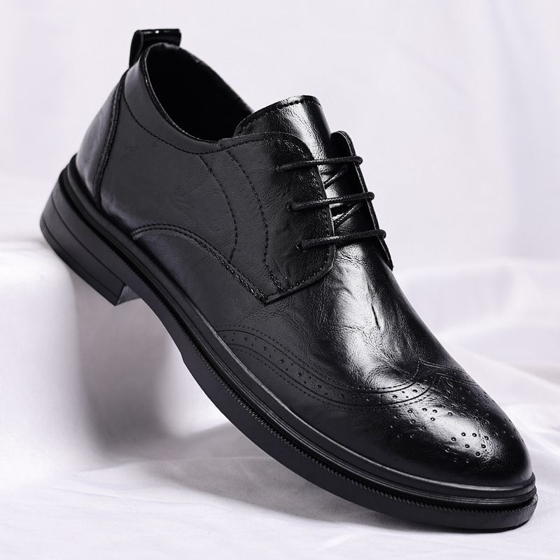 Men's Formal Business Casual Leather Shoes Classic Fashion Lace up Derby Brogues British Style Best Selling Item_vogvips.com