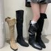 2024 Korean Style Autumn Winter New Thick Heel Over-the-Knee Studded Soft Suede Black Fashion Long Boots For Women_vogvips.com