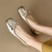 French Style Silver Mary Jane Shoes For Women, Shallow Mouth, Style, Gentle And Elegant Ballet Flats, Versatile_vogvips.com