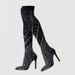 Elegant Pointed-Toe High Heel Boots With Rhinestone Patterns - Stretchy & Stylish Women's Fashion Boots For Streetwear & Outdoor"_vogvips.com