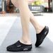 2025 Summer Oversized Baotou Half Slippers Mesh Cloth Heels Free Step Women's Flat Shoes_vogvips.com