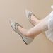 French Pointed Single Shoes Women's Flat Bottom Shallow Mouth Rhinestone Wedding Shoes With Skirt Temperament Women's Shoes_vogvips.com