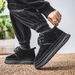 Men's Snow Boots Autumn Winter Leather And Fur Integrated Fleece Warm Mid-Cut Cotton Thickened Fashion Casual Bread Work_vogvips.com