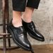 Euro Step 2025 New Business Casual Men's Brogue Trendy Handsome Leather Shoes_vogvips.com