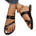 Foreign Trade Flat Slippers For Women 2025 Summer New European And American Style Large Size One-Strap Fashionable Comfortable Flat Heel Women's_vogvips.com