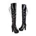 2023 Autumn Winter Slimming Personality Versatile Wrinkled Round Toe Super High Heel Patent Leather Long Tube_vogvips.com