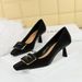 Women's Shoes High Heels, Shallow Mouth Square Head Metal Buckle Decorative High Heels Women's Shoes_vogvips.com
