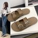 New Soft-soled Double-strap Slippers For Women, Trendy And Versatile For Summer Outdoor Wear, Popular Beach Square-buckle For Women In Summer_vogvips.com