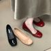 MUKEKe 4cm Height Increasing Red Bowknot French Style Women's Single 2025 Spring New Loafers Granny Shoes_vogvips.com