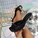 Plus-size Slim Heels Temperament Square Head Bow High Heels Sandals_vogvips.com