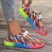 Station New Large Lace Up Color Low Top Single For Women, Ethnic Style Graffiti Lazy Canvas Flat Shoes_vogvips.com