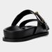 Women's Summer Casual Flat Sandals Black Buckle Slippers Metal Buckle Shoes Comfortable Footwear_vogvips.com