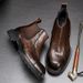 European Warm Series Calfskin For Men, Autumn And Winter Mid-Calf Round Toe Men's Boots, Thick-Soled Outdoor Martin Boots_vogvips.com