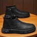 European Warm Series Autumn Winter New Side Zipper Mid-Top Casual Workwear Trendy Fashion Martin Boots Slip-On High-Top Men's Shoes_vogvips.com