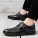 Euro Step Autumn British Style Cowhide Business Formal Men's Pointed Leather Brogue Carved Strap Monk Shoes_vogvips.com