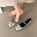 Silver Popular Bow 2026 Summer Ballet Retro Mary Jane Dress French Shallow Flat Soft-soled Shoes_vogvips.com