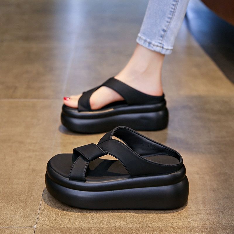 Branded Shoes, Thick-soled Height-increasing Slippers, Women's Summer 2025 New Style, Platform Soft-soled Fashion For_vogvips.com