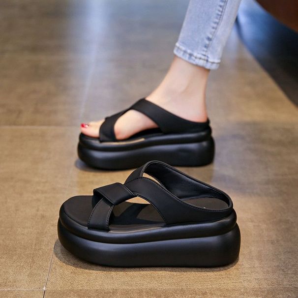 Branded Shoes, Thick-soled Height-increasing Slippers, Women's Summer 2025 New Style, Platform Soft-soled Fashion For_vogvips.com