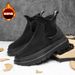 European Warm Series Autumn Men's High-top Fleece-lined Casual Martin Solid Color Thick-soled Fashion Sock Shoes Outdoor Slip-on Work Boots_vogvips.com