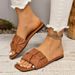 Large Open Toe Low Heel Women's Slippers, Summer New Fashion, European And American Pleated One Line, Roman Style Cool Slippers_vogvips.com
