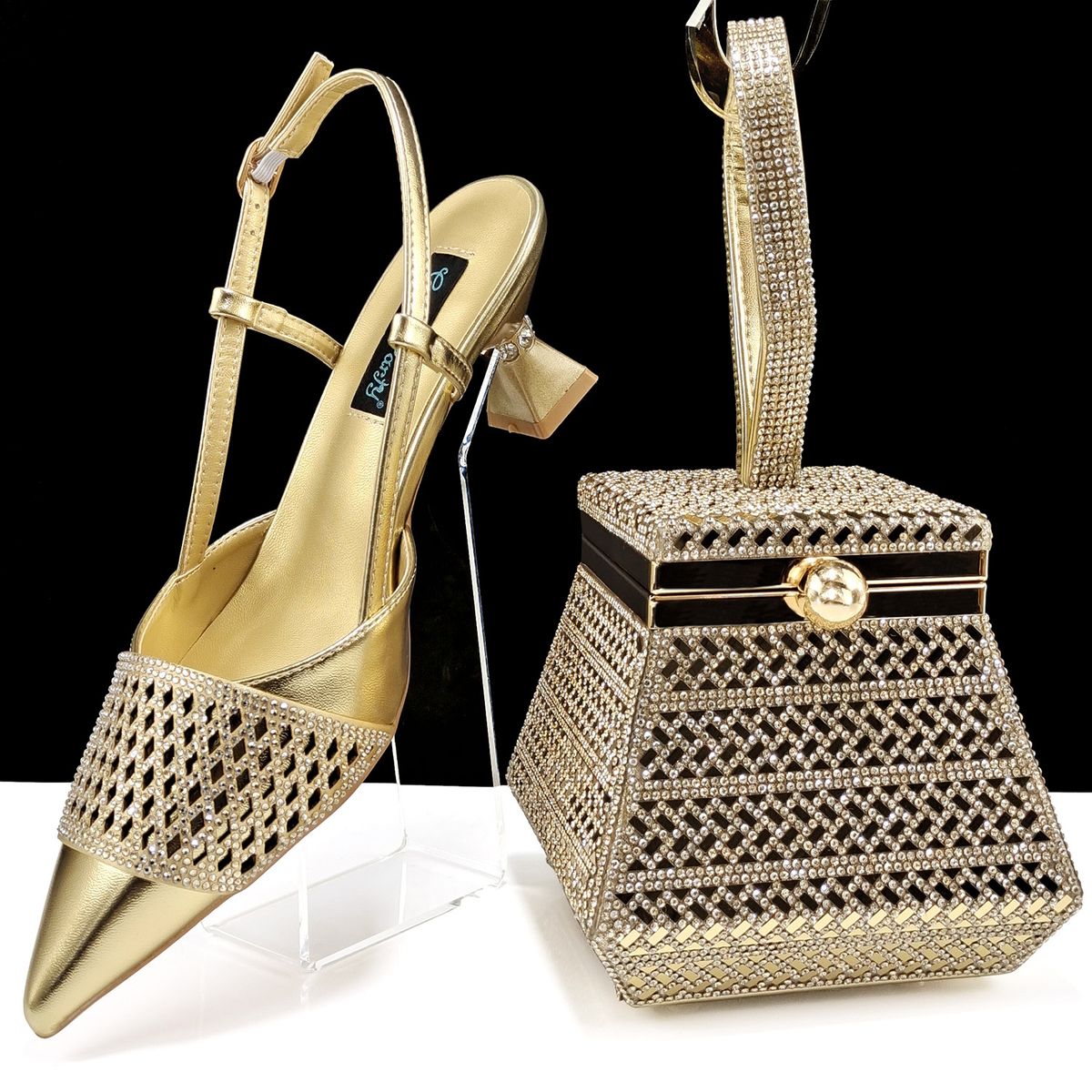 Women’s Shoes women's shoe and bag set simple pointed high heels pyramid shaped handbag suitable for banquets and daily life_vogvips.com