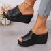 Women's Open Toe Peep Toe Wedge Sandals Fashion Summer Thick Sole Plus Size Strappy Sandals_vogvips.com