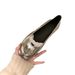 Full Cowhide ~ Genuine Soft Leather Silver Pig Split Toe Shallow Mouth Single Women's Flat French Mary Jane Shoes_vogvips.com
