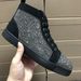 Trendy Autumn Winter Red Sole Shoes CL Men's High Top Rhinestone Studded Women's Genuine Leather Couple Sneakers Casual_vogvips.com