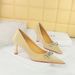 1818-K80 Banquet Women's Heels, Xishi Suede Surface, Shallow Mouth, Pointed Water Diamond Buckle, Metal Decorative High_vogvips.com