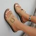 Fashionable Gold Buckle Ladies Flat Sandals Simple Casual Summer Slippers Versatile Comfortable Footwear For Women_vogvips.com