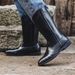 Quick Dispatch 6082 Men's Long Boots Crocodile Pattern Western Cowboy Shoes Size 48 Large_vogvips.com