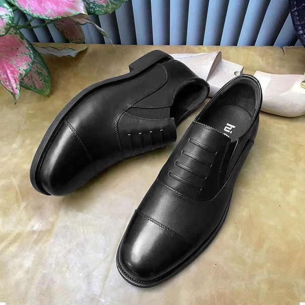 Formal business leather shoes for men soft sole triples for men black interview shoes for men_vogvips.com