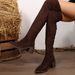 Women's Suede High Heeled Over The Knee Elastic Boots Autumn New Style Plus Size Slimming European American Style_vogvips.com