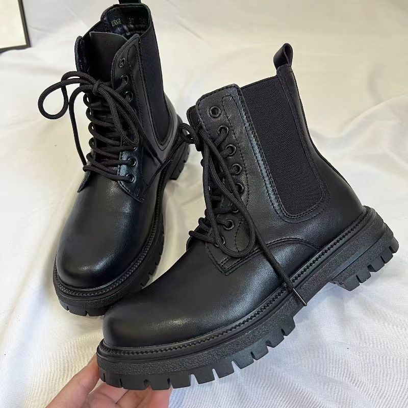 European Warm Series Martin Men British Style Mid-Top Short Boots Autumn Winter Fleece-Lined Black Genuine Leather Work High-Top Ins_vogvips.com