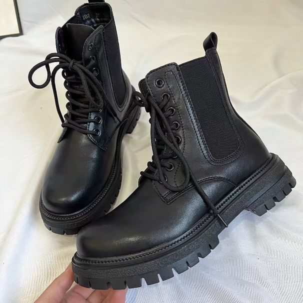 European Warm Series Martin Men British Style Mid-Top Short Boots Autumn Winter Fleece-Lined Black Genuine Leather Work High-Top Ins_vogvips.com
