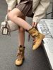 Women Boxing Boots 2025 New Martin Boots For Women, Brown Boxing Round Toe Lace-Up Sports Short Boots, Stylish And Versatile Korean Style_vogvips.com