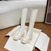 White 2023 Autumn Winter New V-Cut High Heel Over-the-Knee Long Thick Sole Stretch Riding Boots For Women_vogvips.com