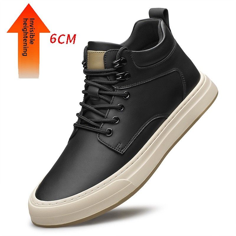 Invisible Heightening Shoes Cm Breathable Cowhide Medium Help Inner Heightening Men's Shoes British Sports And Leisure Board Shoes_vogvips.com