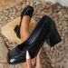 Comfortable square head women's single shoes new thick dress heels office black work shoes_vogvips.com