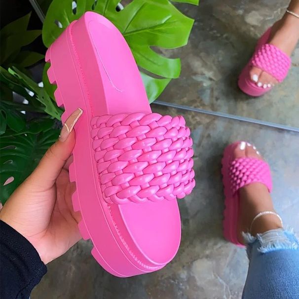 plus Size Women's Platform Sandals Slippers Woven Thickened Summer Style in Stock_vogvips.com