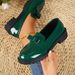Plus Size Women's Red Leather Loafers French Style Flat Shoes Spring Autumn British Style Single Shoes_vogvips.com