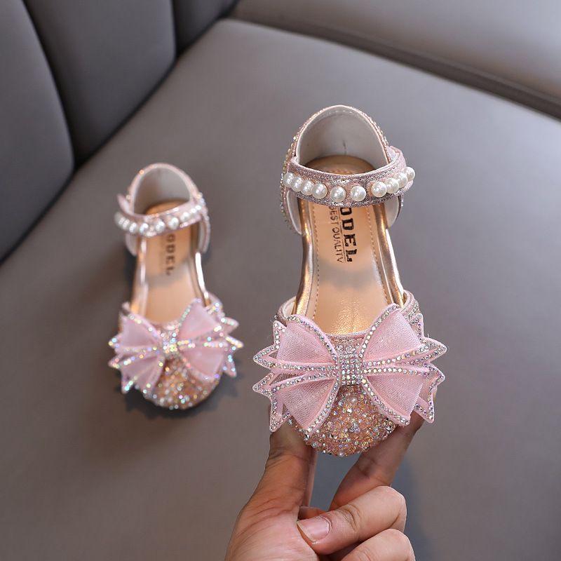 Girls Bow Princess Girls One-shoe Leather Shoes Half Sandals_vogvips.com