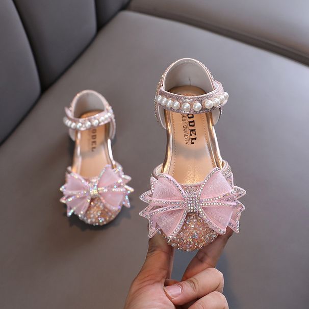 Girls Bow Princess Girls One-shoe Leather Shoes Half Sandals_vogvips.com