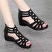 Roman 2025 New Leather Fashionable Outdoor Soft Sole Hollow Women's Sandals Plus Size_vogvips.com
