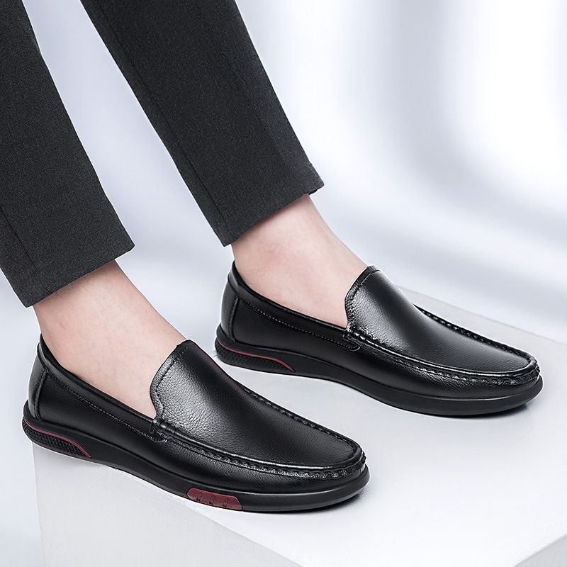 Men's Round Head Leather Men's Casual Single Shoes Overfitting Casual Men's Shoes_vogvips.com