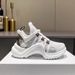 New Style Women's Dad Sneakers New Versatile Celebrity Style Bow Thick Sole Ins Trend Lace-up Height Increasing Casual Sports_vogvips.com
