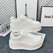 Zhao Lusi Same Style An Short-Height White For Women Genuine Leather Height-Increasing Thick-Soled Platform Versatile_vogvips.com